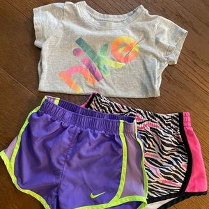 2 pair Nike Shorts 1 Nike t shirt - size 4T selling as set